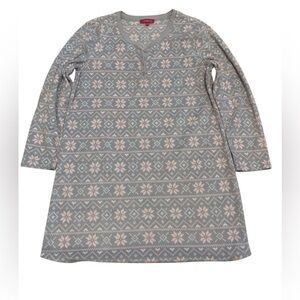 Carisma Gray & Pink Snowflake Fleece Sleepshirt / Nightgown - Size L/G